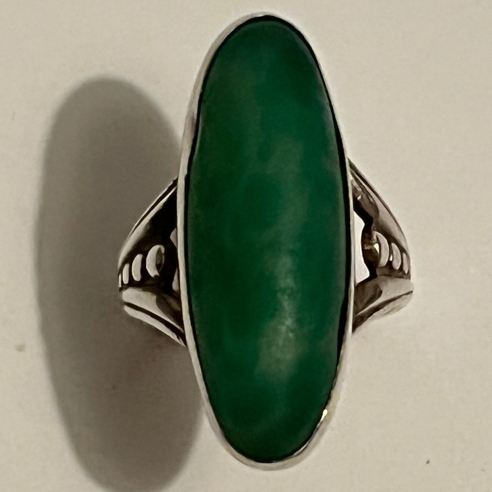 Sterling Silver Ring with Large Green stone